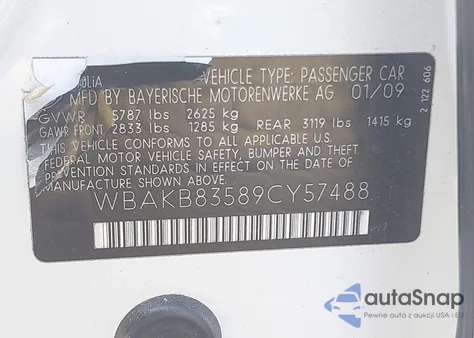 2009 BMW 750Li from USA, damaged, VIN WBAKB83589CY57488